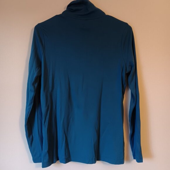 🍁 Lands' End Turquoise Turtleneck Size M Layering Wardrobe Staple Fall Winter - Picture 4 of 4